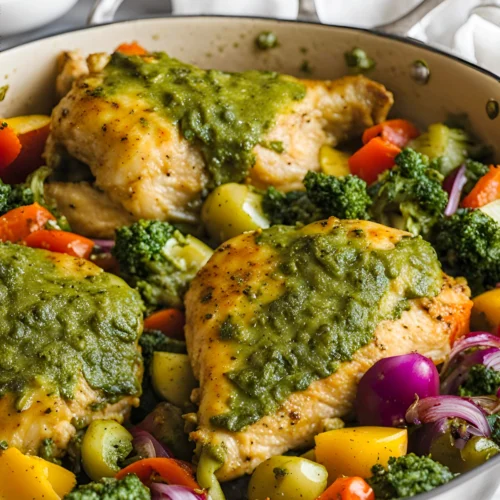 One-Pan Pesto Chicken and Veggies in 15 Minutes 6 Pesto Chicken and Veggies