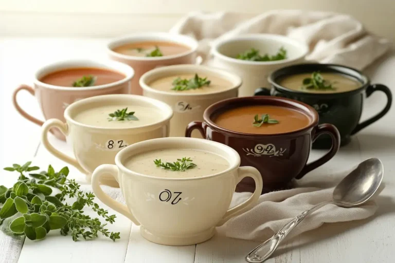 Measuring soup cups with 8 ounces