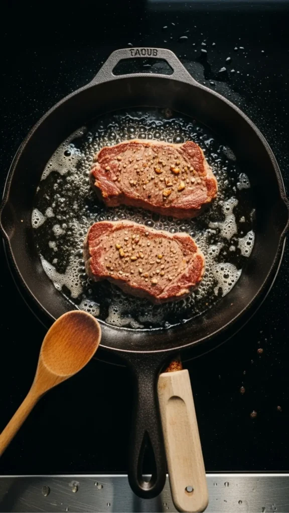 Chicken Fried Steak with Country Gravy: The Comfort Food You Deserve 5 Steak sizzling in skillet, mid-fry, golden crust forming