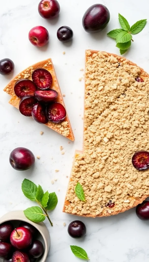 German Plum Tart with Crumb Topping (Zwetschgenkuchen): The Dessert That’ll Make You Forget Apple Pie Exists 5 German Plum Tart variation with fresh peaches and crumb topping cooling on a wire rack.