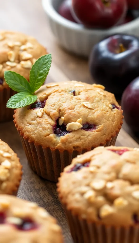 Plum Muffins with Oatmeal 2 healthy Plum Muffins with Oats Recipe