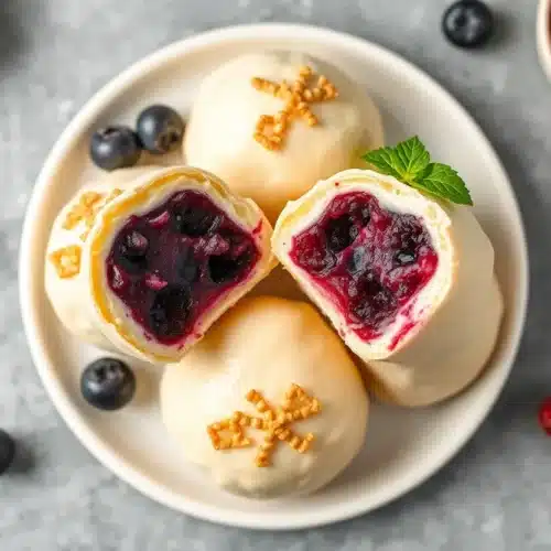 Easy Blueberry Pie Bombs: The Dessert That’ll Steal the Spotlight 5 A batch of golden blueberry pie bombs arranged on a parchment-lined tray