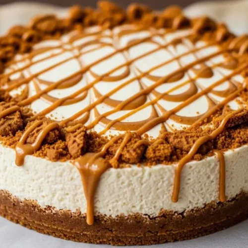 Easy No-Bake Biscoff Cheesecake 10 No-bake Biscoff cheesecake with spiced cookie crust and silky swirled top