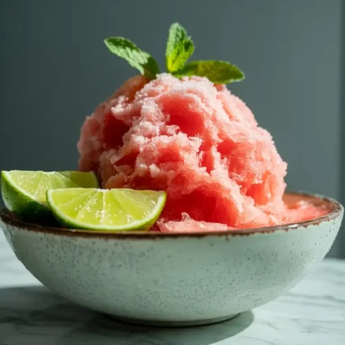 Blender Watermelon Shaved Ice Fresh, Fast, Hydrating 8 Watermelon shaved ice piled high in a chilled bowl with lime and mint
