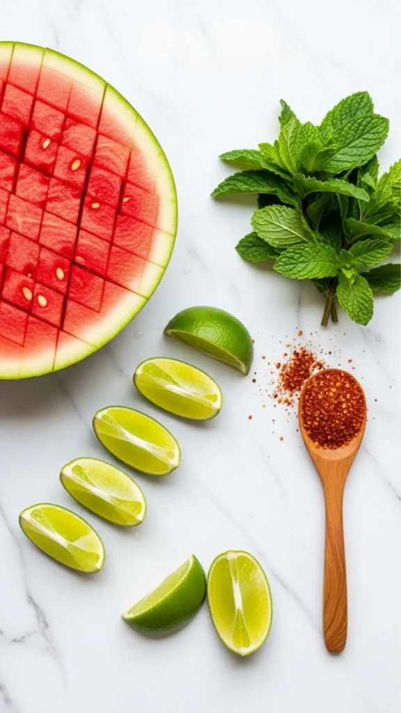 Blender Watermelon Shaved Ice Fresh, Fast, Hydrating 3 Ingredients: seedless watermelon, lime, mint, Tajín/chili powder