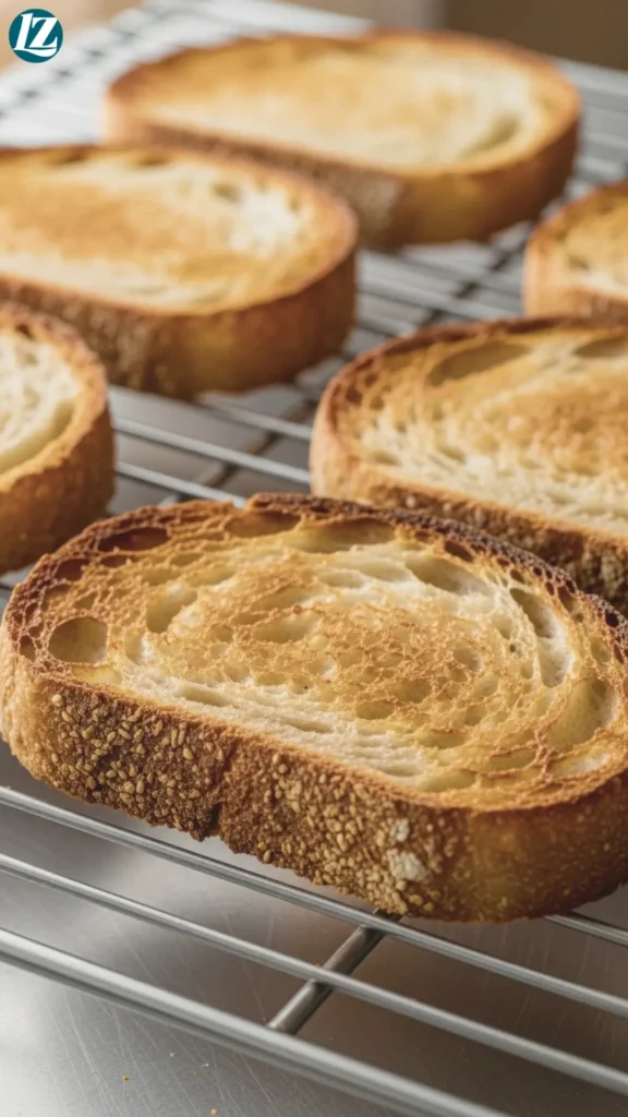 Ricotta Toast: Creamy, Crunchy, 5-Minute Breakfast 3 Thick-cut sourdough slices toasted golden brown on a rack
