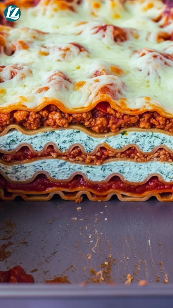 Healthy Turkey Lasagna 5 Layering lasagna: sauce, whole wheat noodles, spinach ricotta, turkey sauce, mozzarella