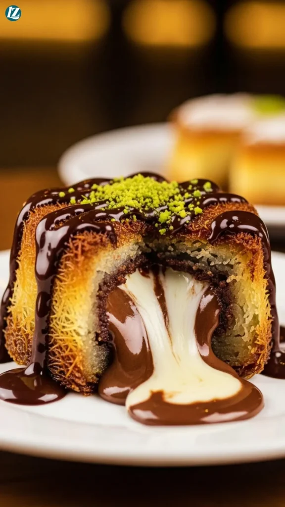 Dubai Chocolate Kunafa 6 Slice of chocolate kunafa with molten center and pistachio topping