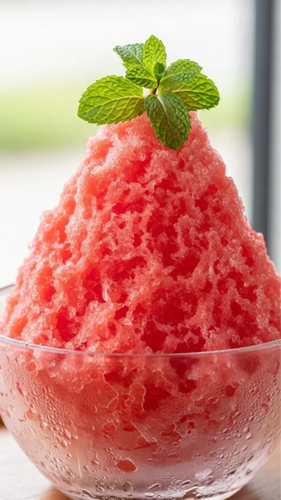 Blender Watermelon Shaved Ice Fresh, Fast, Hydrating 2 Bowl of watermelon shaved ice garnished with fresh mint