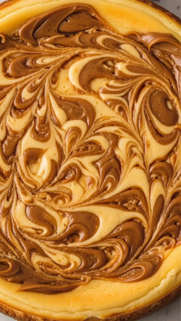 Easy No-Bake Biscoff Cheesecake 6 Warm Biscoff spread swirled through cheesecake filling