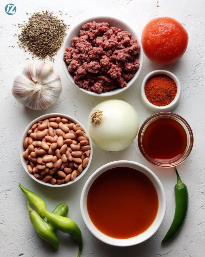 Crockpot Chili Recipe for Cozy, Flavor-Packed Weeknights 2 Crockpot chili recipe ingredients neatly arranged