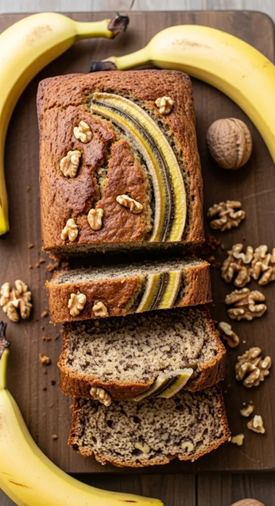 Healthy Banana Bread Recipe for Easy Nutritious Comfort 6 Healthy Banana Bread loaf sliced on wooden board