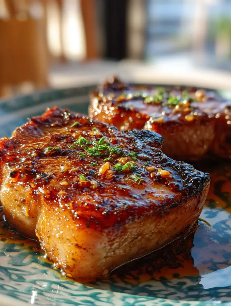 Honey Garlic Pork Chops – Juicy, Easy & Weeknight Friendly 4 Honey Garlic Pork Chops final serving close-up
