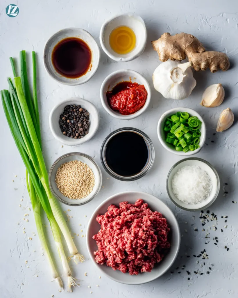 Korean Ground Beef Recipe for Bold, Quick Weeknight Dinners 2 Korean ground beef recipe ingredients arranged neatly