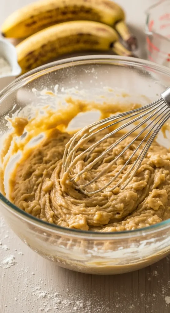3 Ingredient Banana Muffins for Easy Weeknight Treats 9 Mixing 3 Ingredient Banana Muffins batter in bowl