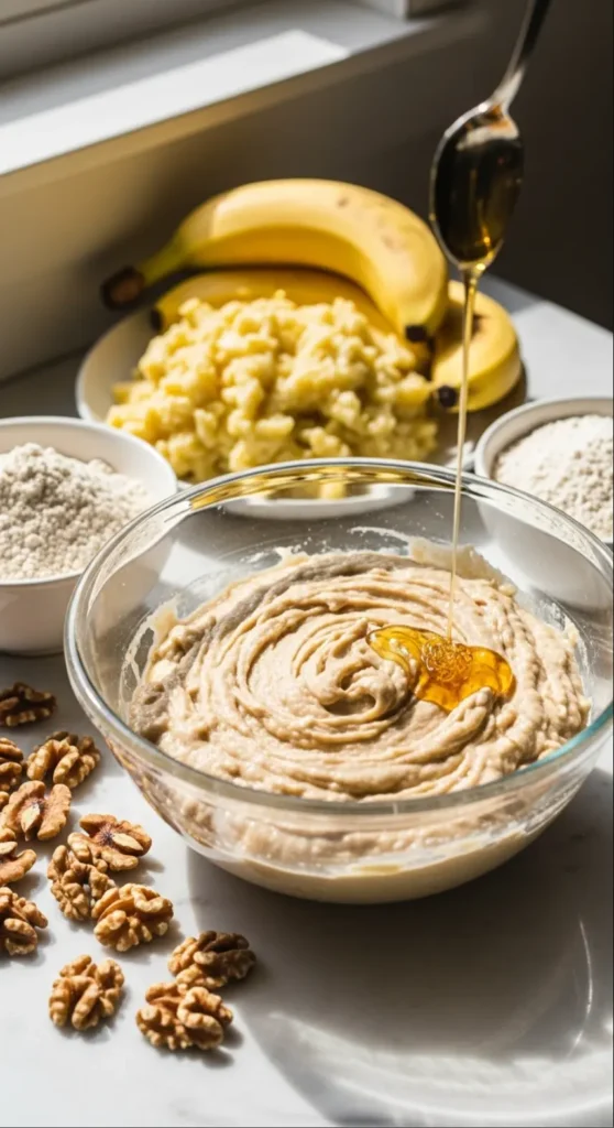 Healthy Banana Bread Recipe for Easy Nutritious Comfort 7 Mixing Healthy Banana Bread batter in bowl