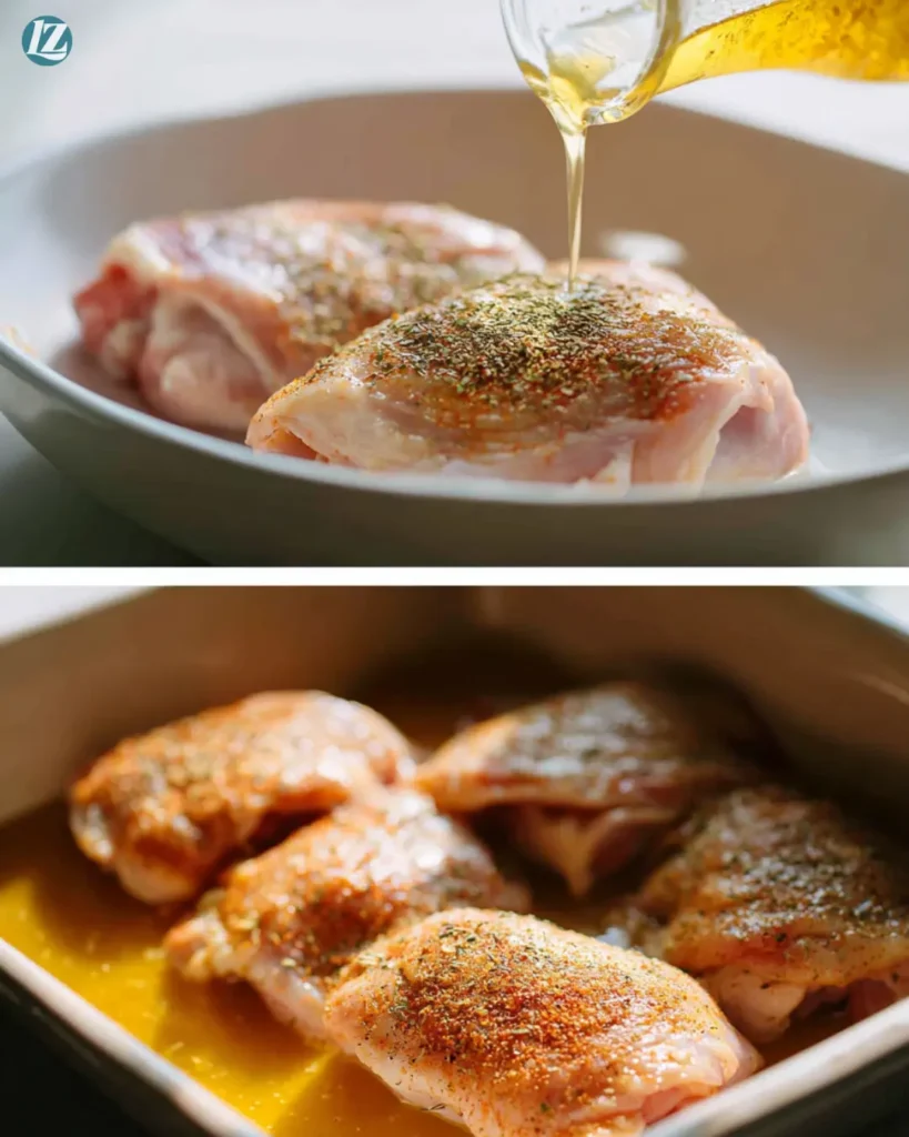 Juicy Baked Chicken Thighs Recipe for Easy Weeknights 7 Step by step baked chicken thighs prep collage