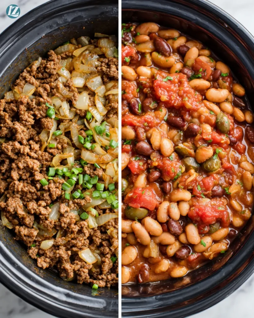 Crockpot Chili Recipe for Cozy, Flavor-Packed Weeknights 3 Step by step crockpot chili cooking collage