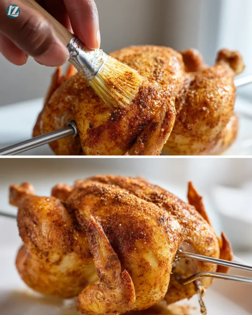 Step by step rotisserie chicken prep collage