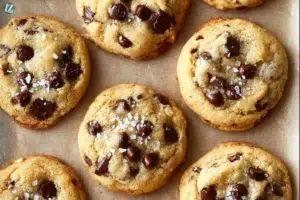 Deliciously soft chocolate chip cookies stacked on a plate.