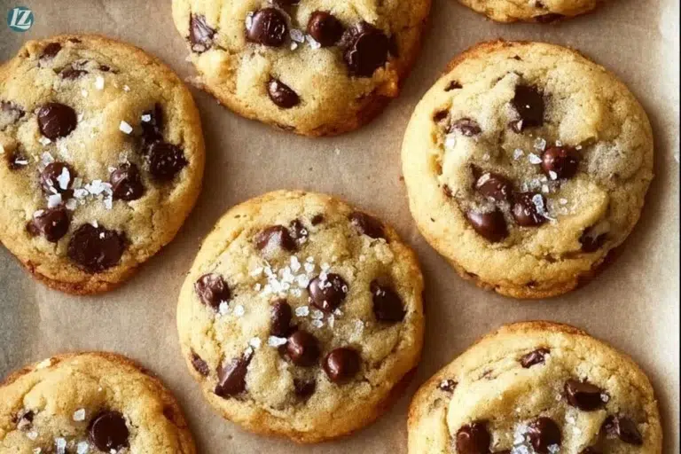 Deliciously soft chocolate chip cookies stacked on a plate.