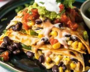 Delicious Black Bean Quesadillas filled with black beans, corn, and cheese, perfect for a quick vegetarian meal.