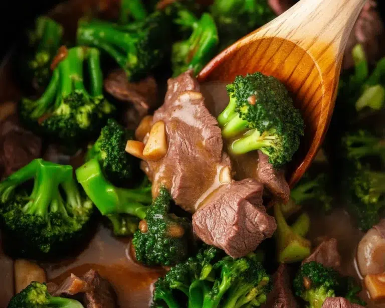 Delicious Crockpot Beef And Broccoli with tender beef and vibrant broccoli in savory sauce.