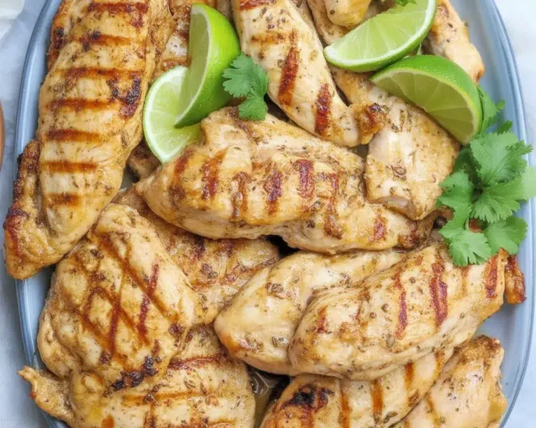 Juicy and healthy grilled chicken breast seasoned and perfectly charred on the grill.