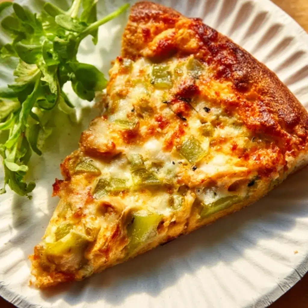 Quick tortilla pizza topped with fresh ingredients and cheese