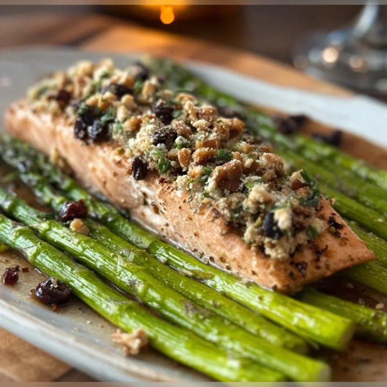 Sheet pan salmon with asparagus dish ready to serve on a dinner table