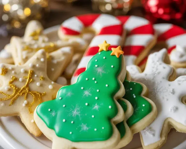 Deliciously decorated sugar cookies with bright icing made from a simple sugar cookie icing recipe.