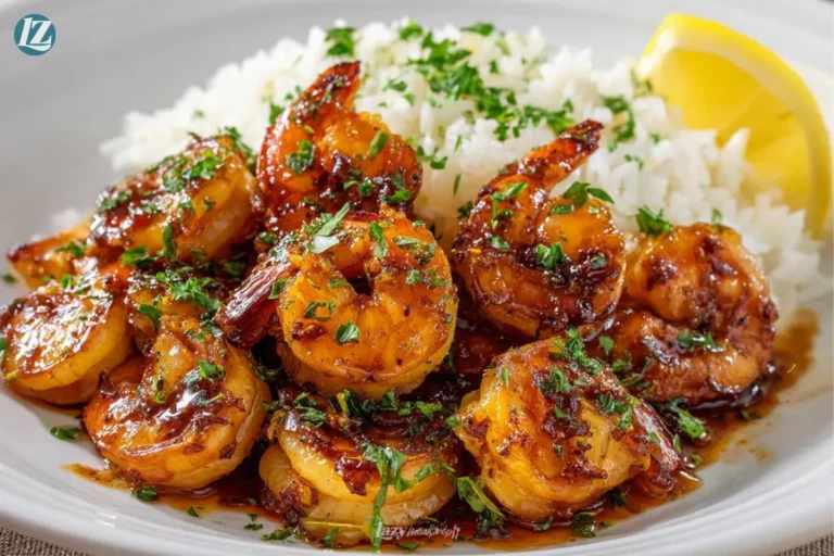 Finished 15 Minute Honey Garlic Shrimp on plate