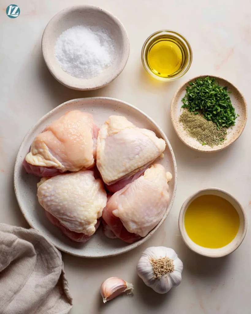 Air Fryer Chicken Thighs Recipe for Crispy, Juicy Dinners 2 Air Fryer Chicken Thighs ingredients arranged neatly