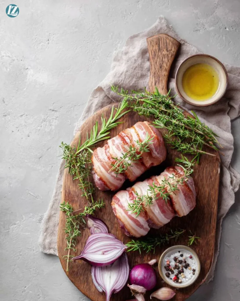 Bacon Wrapped Pork Tenderloin Recipe for Crispy Juicy Flavor 2 Bacon Wrapped Pork Tenderloin ingredients on clean surface