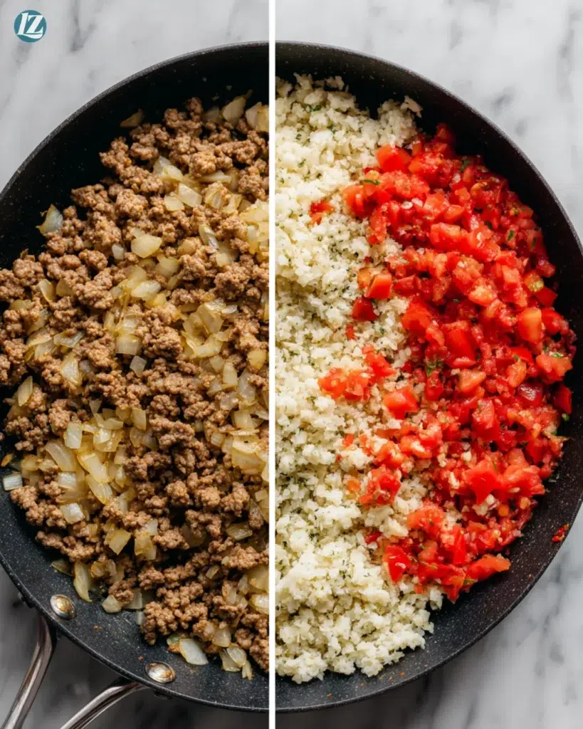 3 Reasons This Ground Beef Cauliflower Skillet is An Easy Dinner Wins Big 3 Cooking ground beef cauliflower skillet step by step