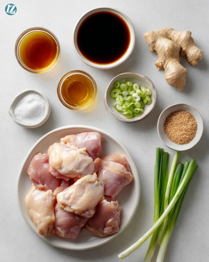 Crockpot teriyaki chicken thighs ingredients overhead view