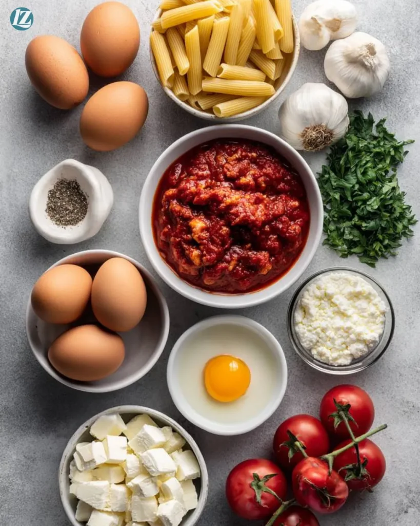 Easy Baked Ziti Recipe for Cheesy Weeknight Comfort 2 Easy Baked Ziti Recipe ingredients on clean surface