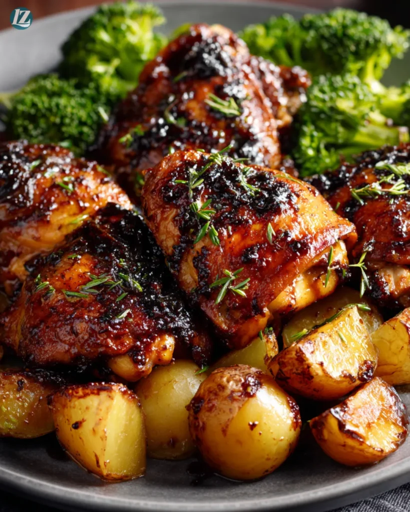 Balsamic Glazed Chicken Thighs Recipe for Easy Weeknight Dinners 4 Final serving of Balsamic Glazed Chicken Thighs with sides