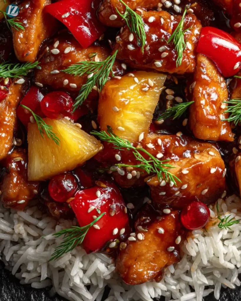 Sweet and Sour Pork Tenderloin Recipe for Tangy Weeknight Flavor 4 Final serving of Sweet and Sour Pork Tenderloin over rice