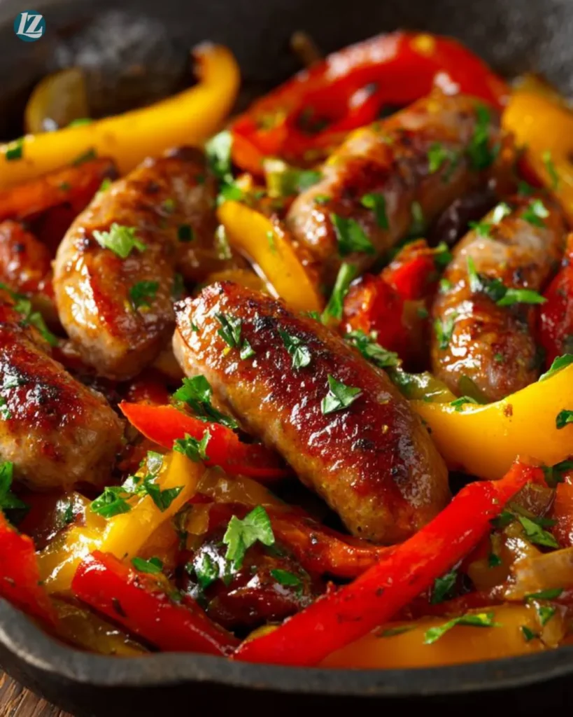One Pan Sausage and Peppers Recipe for Easy Weeknight Flavor 4 Finished One Pan Sausage and Peppers in skillet