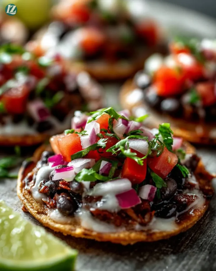 Quick Black Bean Tostadas Recipe for Easy Weeknight Flavor 4 Finished Quick Black Bean Tostadas on plate