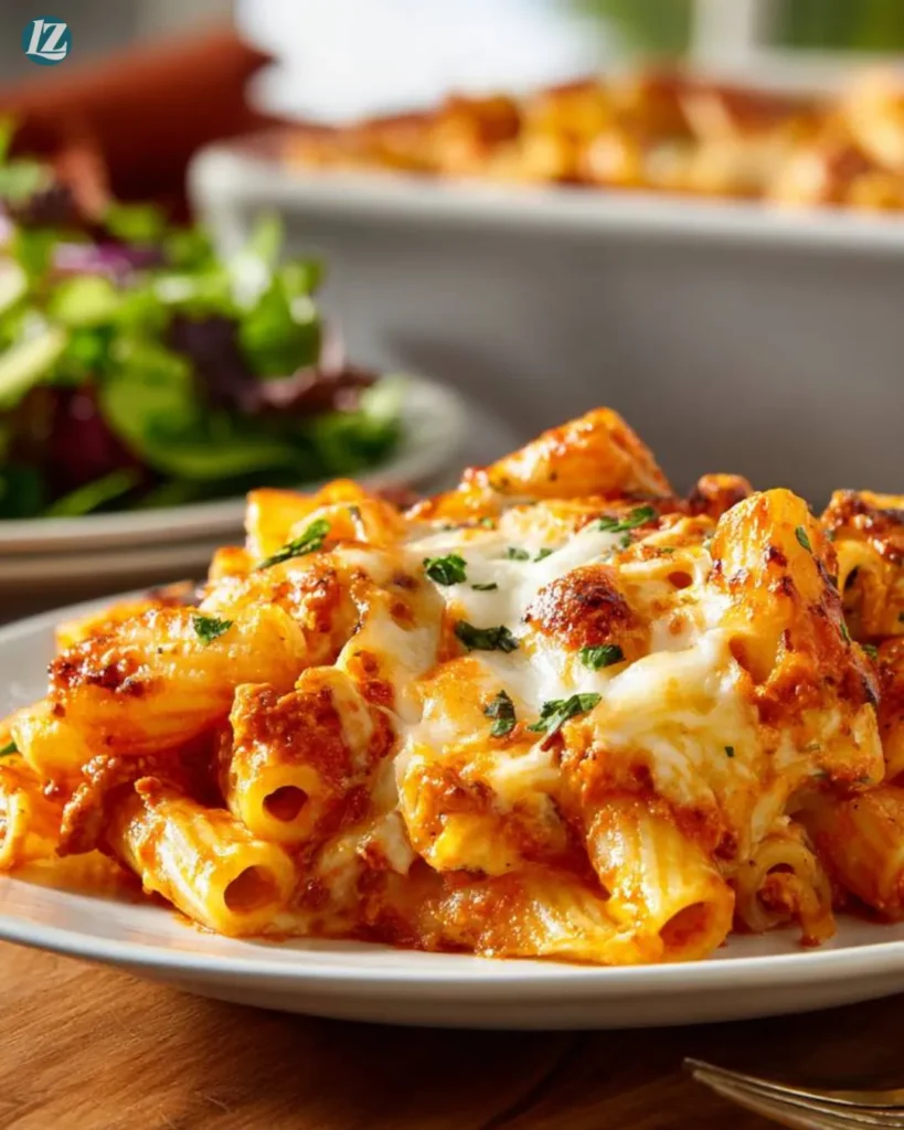 Easy Baked Ziti Recipe for Cheesy Weeknight Comfort 4 Finished serving of Easy Baked Ziti on plate