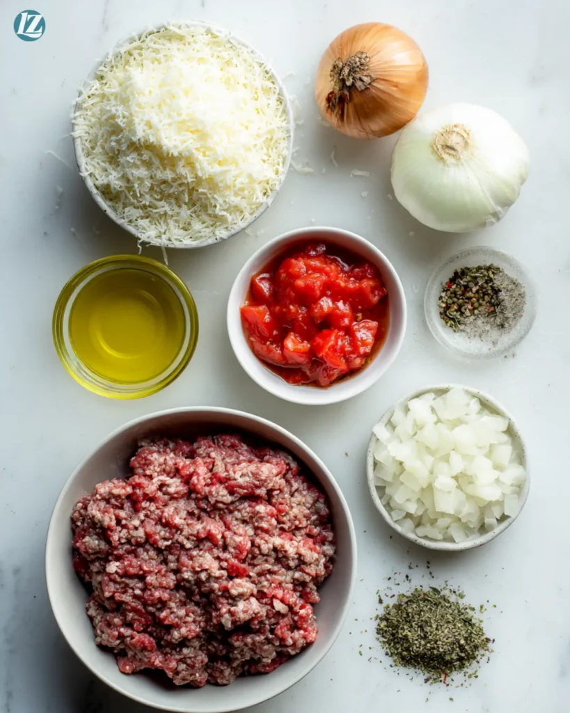 3 Reasons This Ground Beef Cauliflower Skillet is An Easy Dinner Wins Big 2 Ground beef cauliflower skillet ingredients top view