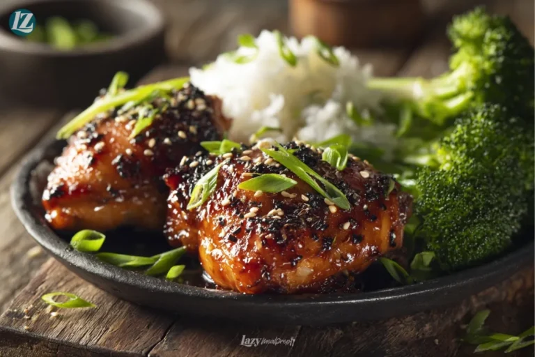 Honey Sriracha Chicken Thighs final serving 45 degree