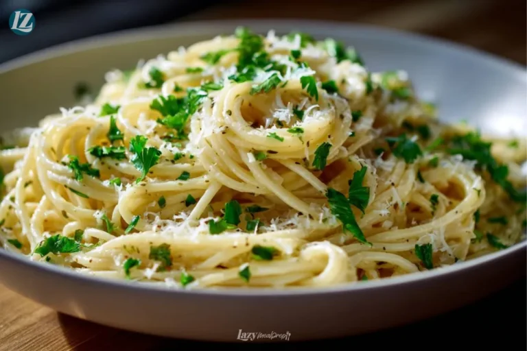 Final serving of Lemon Garlic Butter Pasta in bowl