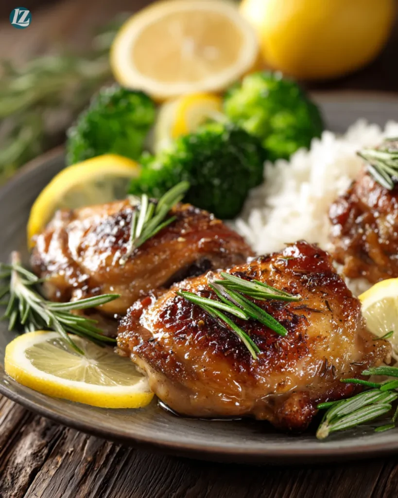 Lemon Rosemary Chicken Thighs Recipe That’s Bright 4 Lemon Rosemary Chicken Thighs final serving 45 degree