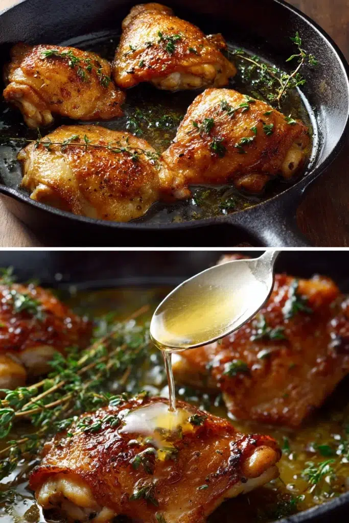 Pan Seared Chicken Thighs cooking steps collage