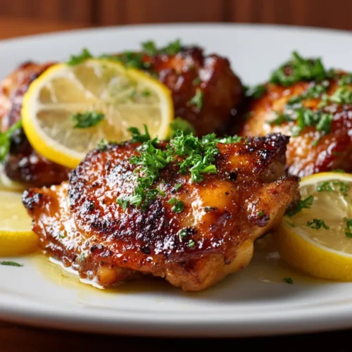 Pan Seared Chicken Thighs final serving plate