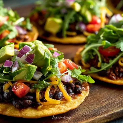 Quick Black Bean Tostadas Recipe for Easy Weeknight Flavor 5 Finished Quick Black Bean Tostadas on plate