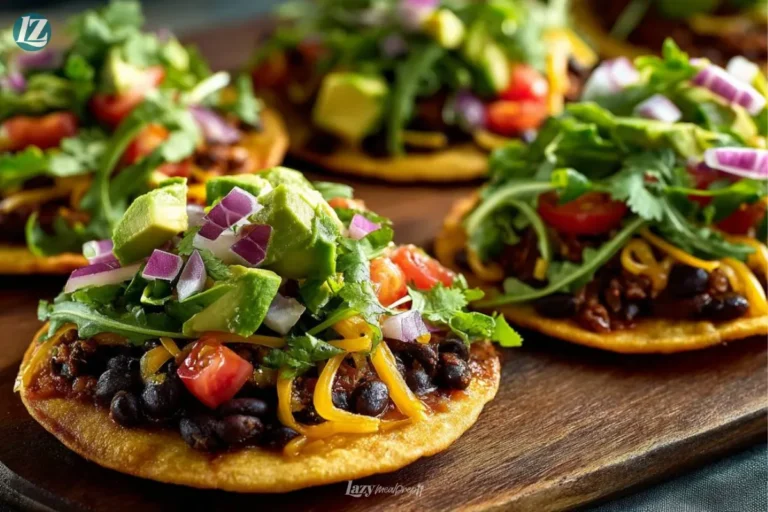 Finished Quick Black Bean Tostadas on plate